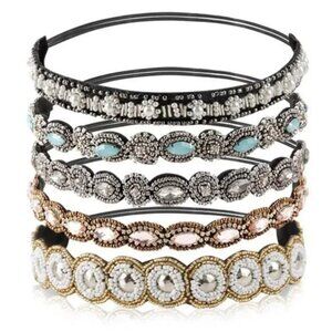 Rhinestone Beaded Elastic Headband, Fashionable Handmade Crystal Beaded Elastic